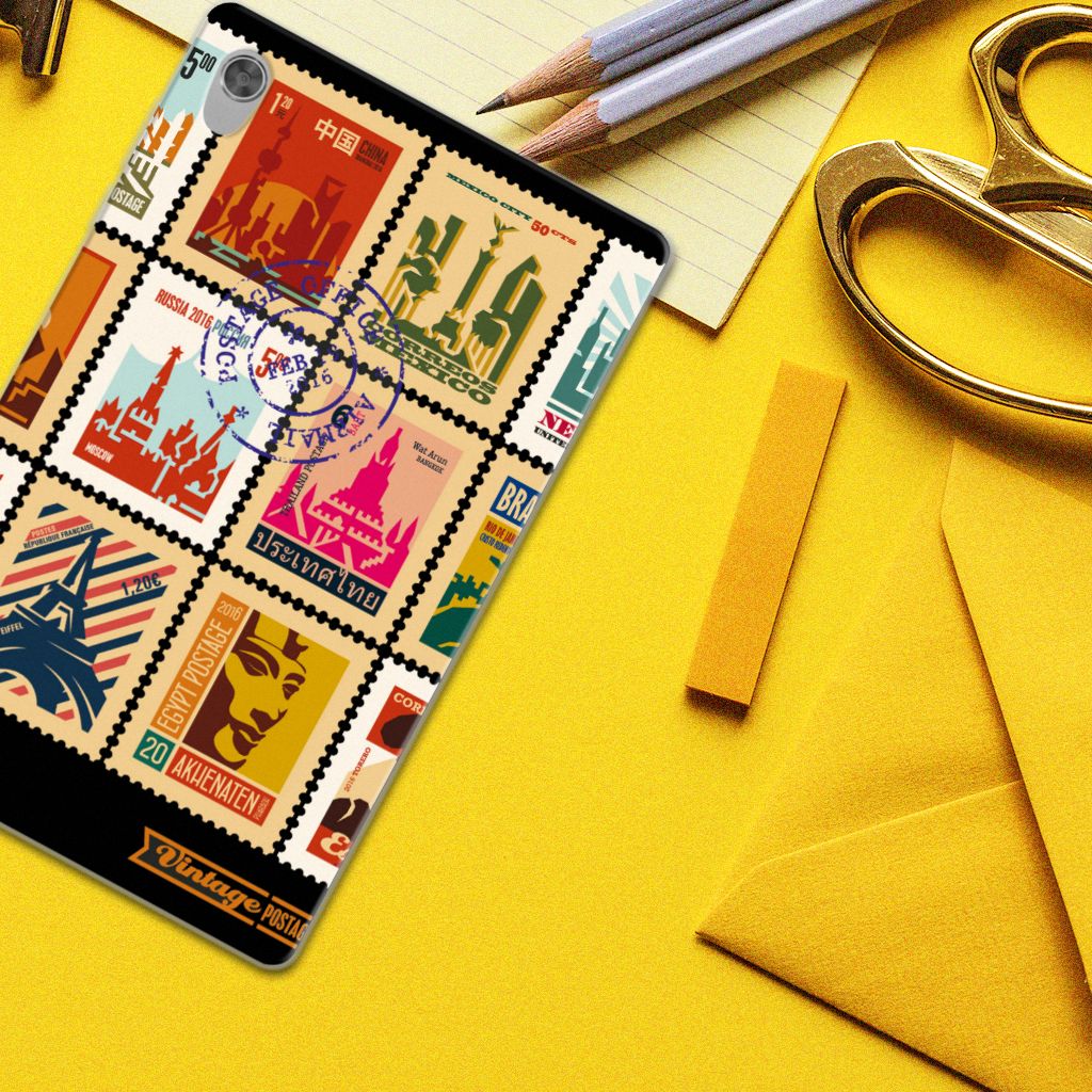 Lenovo Tab M10 HD (2de generatie) Hip Hoesje Postzegels - B2C Telecom