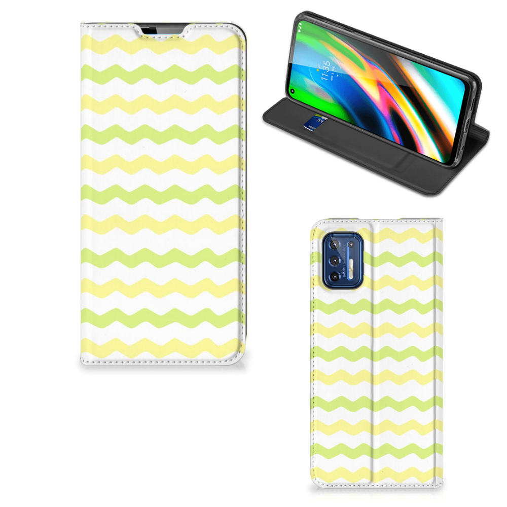 Motorola Moto G9 Plus Hoesje met Magneet Waves Yellow - B2C Telecom