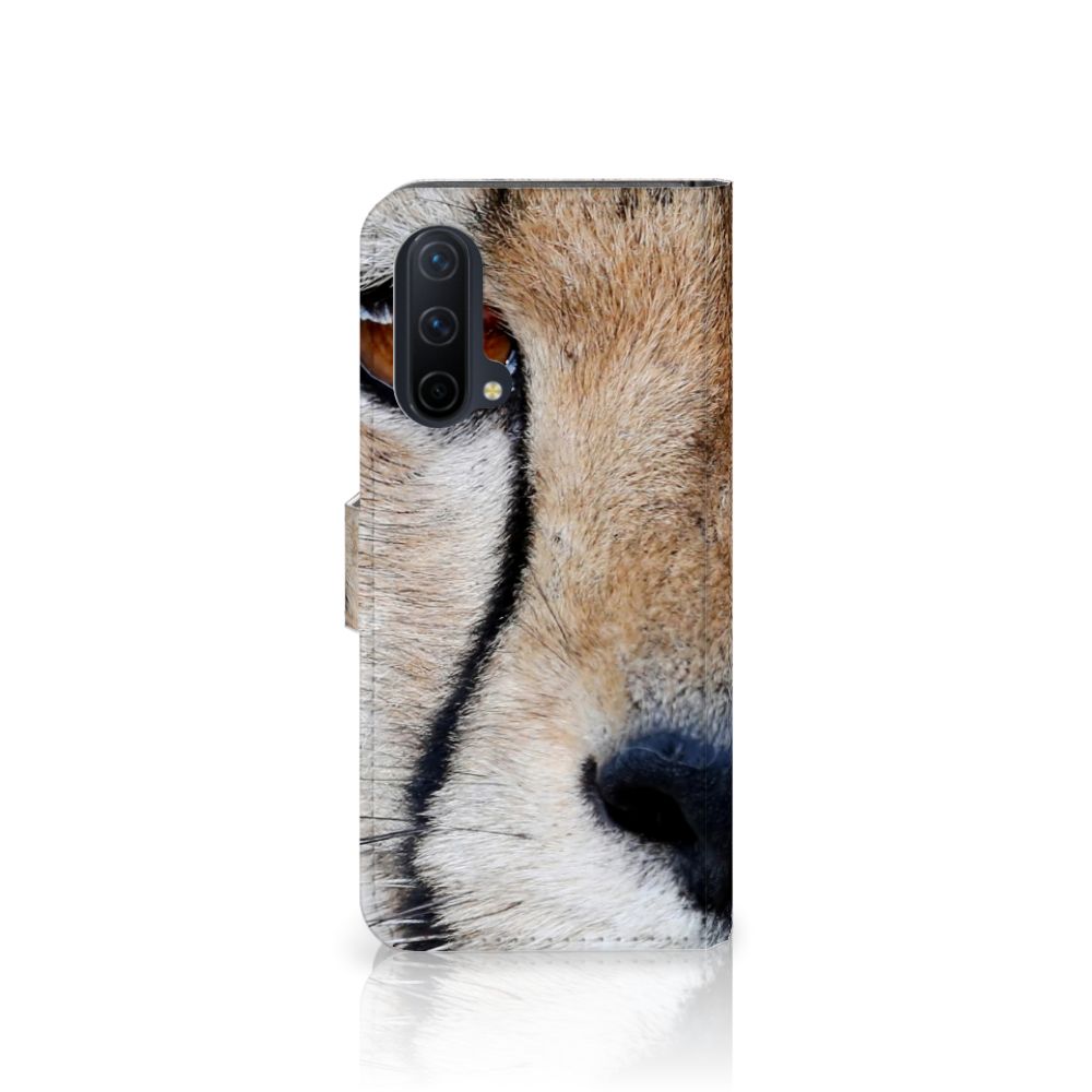 OnePlus Nord CE 5G Telefoonhoesje met Pasjes Cheetah met close-up van cheeta gezicht