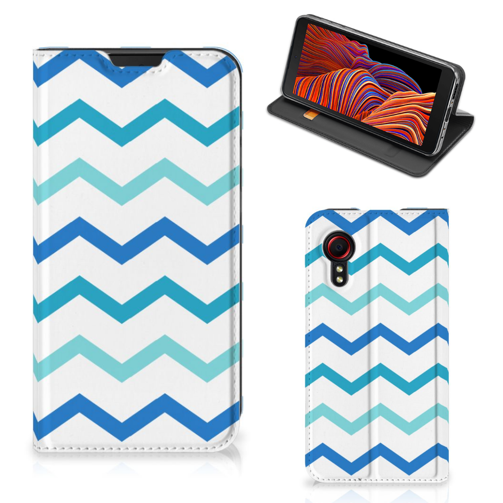 Samsung Galaxy Xcover 5 Hoesje met Magneet Zigzag Blauw - B2C Telecom