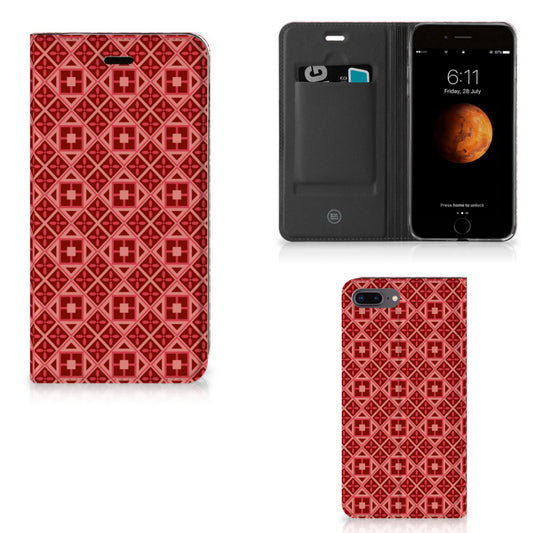 Apple iPhone 7 Plus | 8 Plus Hoesje met Magneet Batik Rood