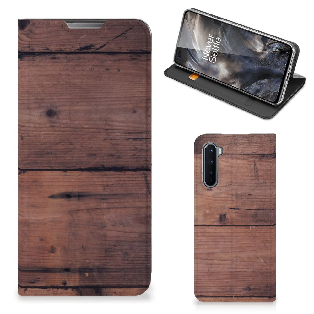 OnePlus Nord Book Wallet Case Old Wood