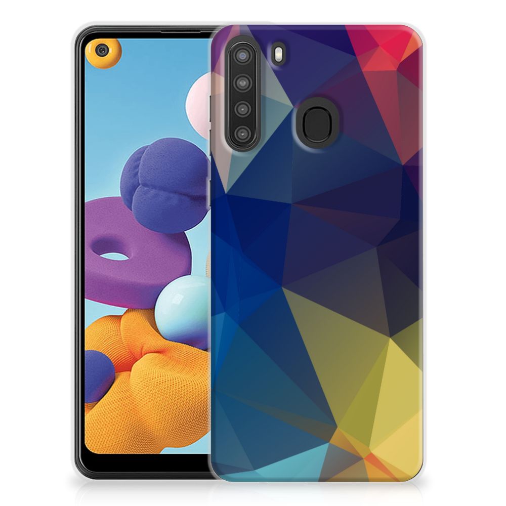 Samsung Galaxy A21 TPU Hoesje Polygon Dark B2C Telecom