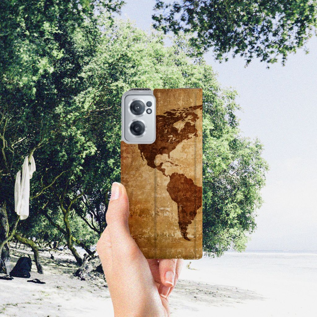 OnePlus Nord CE 2 5G Book Cover Wereldkaart - B2C Telecom
