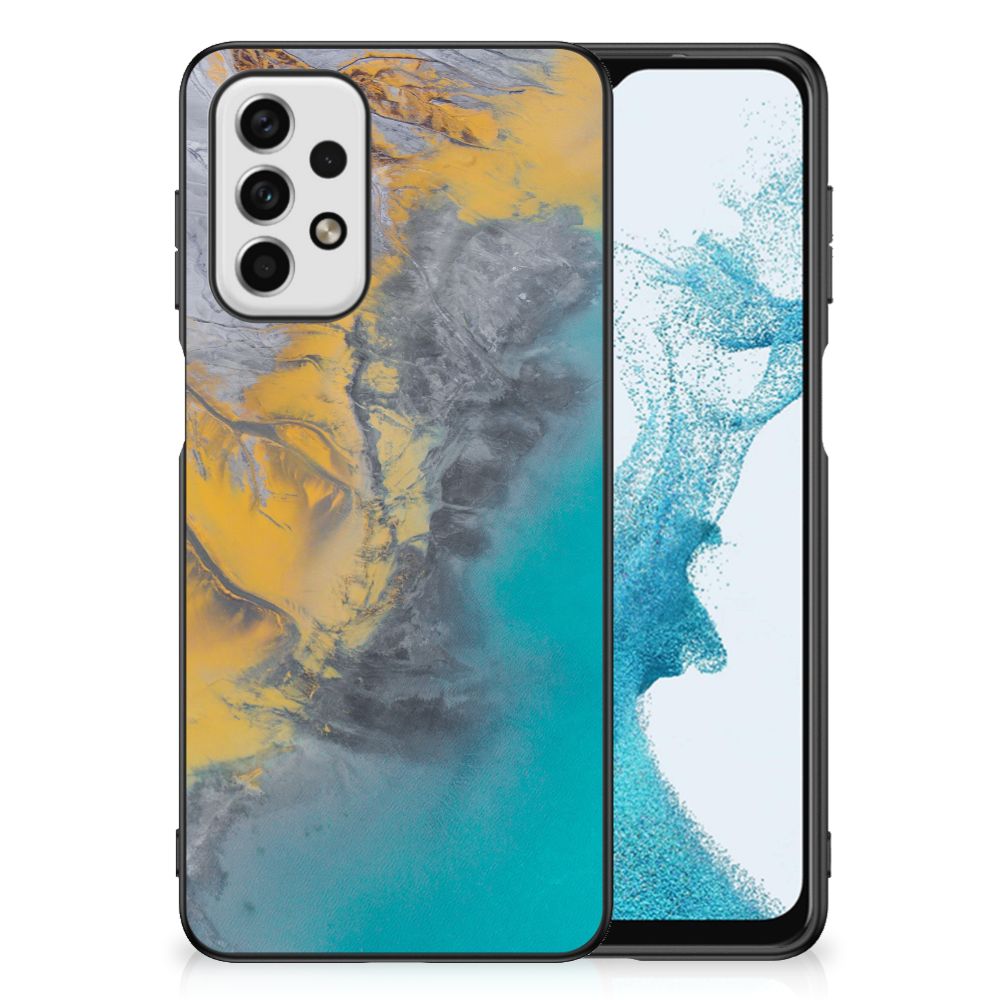 Samsung Galaxy A23 Marmeren Print Telefoonhoesje Marble Blue Gold B2C Telecom