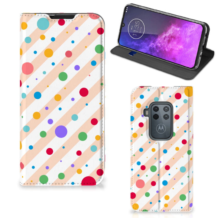 Motorola One Zoom Hoesje met Magneet Dots