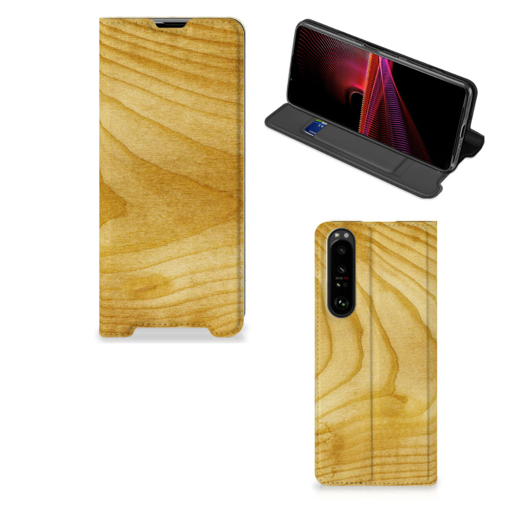 Sony Xperia 1 III Book Wallet Case Licht Hout