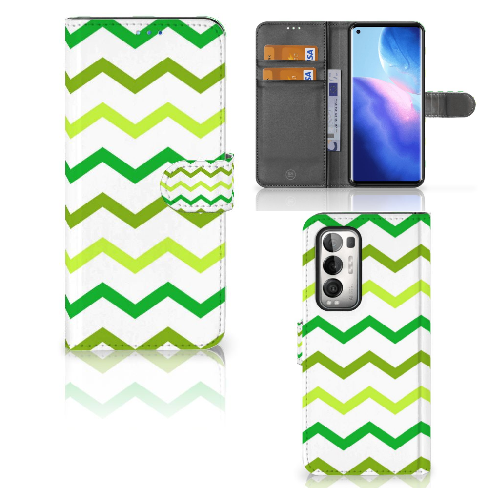 OPPO Find X3 Neo 5G Telefoon Hoesje Zigzag Groen