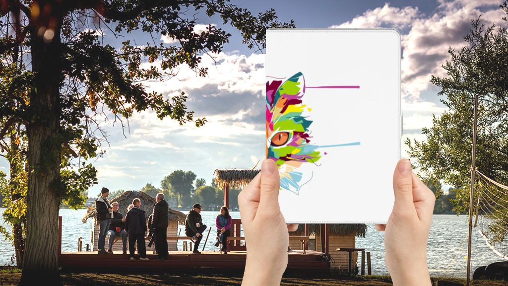 Hippe Tablet Hoes Cat Color - voorkant