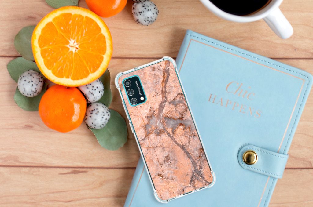 Samsung Galaxy M02s | A02s Anti-Shock Hoesje Marmer Oranje B2C Telecom