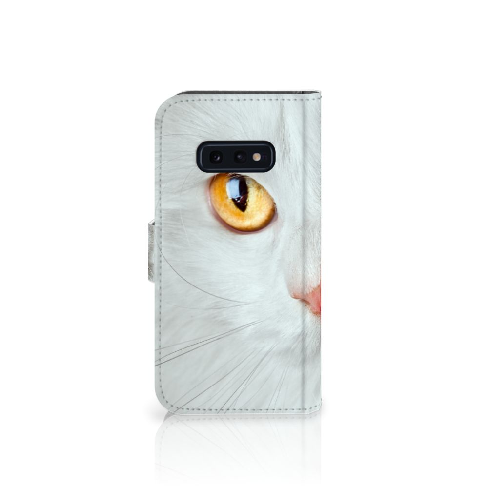 Samsung Galaxy S10e Telefoonhoesje met Pasjes Witte Kat