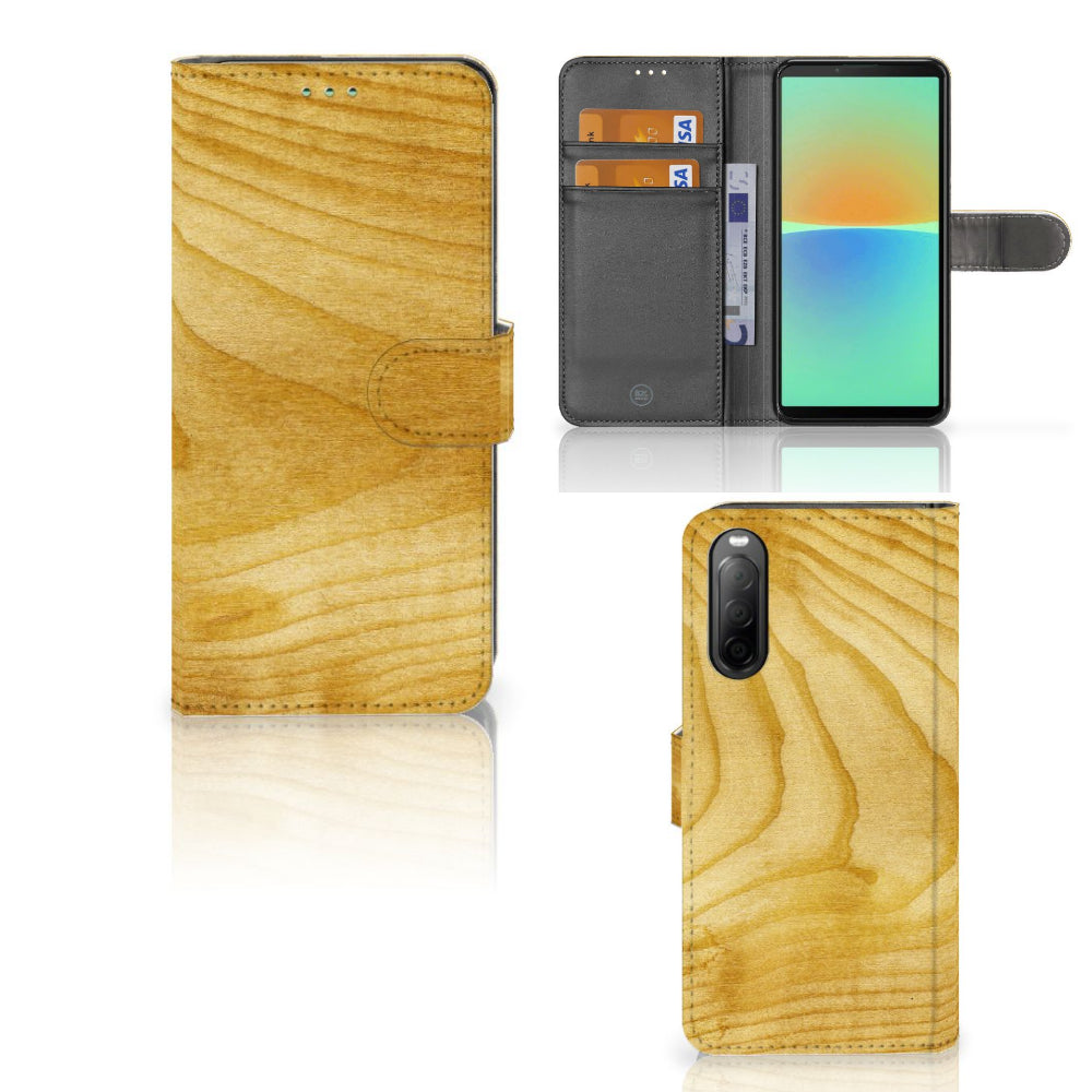 Sony Xperia 10 IV Book Style Case Licht Hout