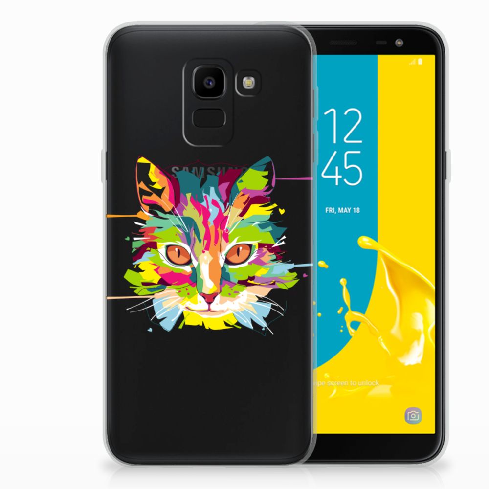 Samsung Galaxy J6 2018 Telefoonhoesje met Naam Cat Color