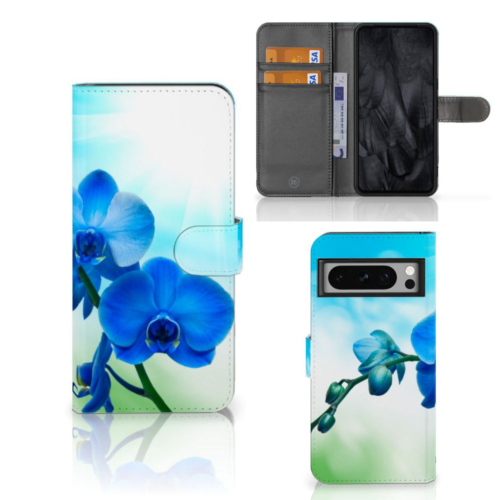 Google Pixel 8 Pro Hoesje Orchidee Blauw - Cadeau voor je Moeder