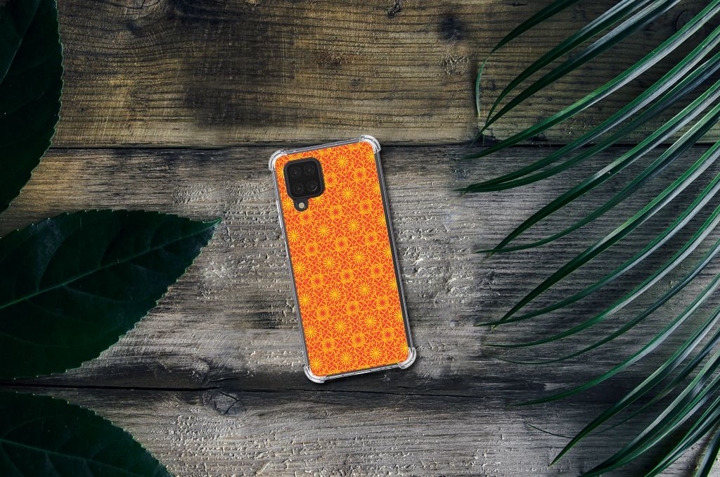 Samsung Galaxy A12 Doorzichtige Silicone Hoesje Batik Oranje - B2C Telecom