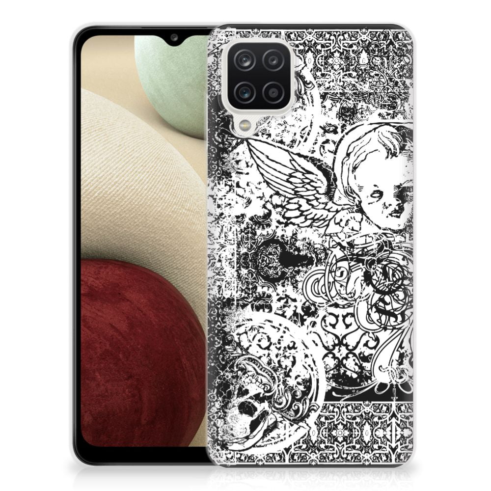 Silicone Back Case Samsung Galaxy A12 Skulls Angel