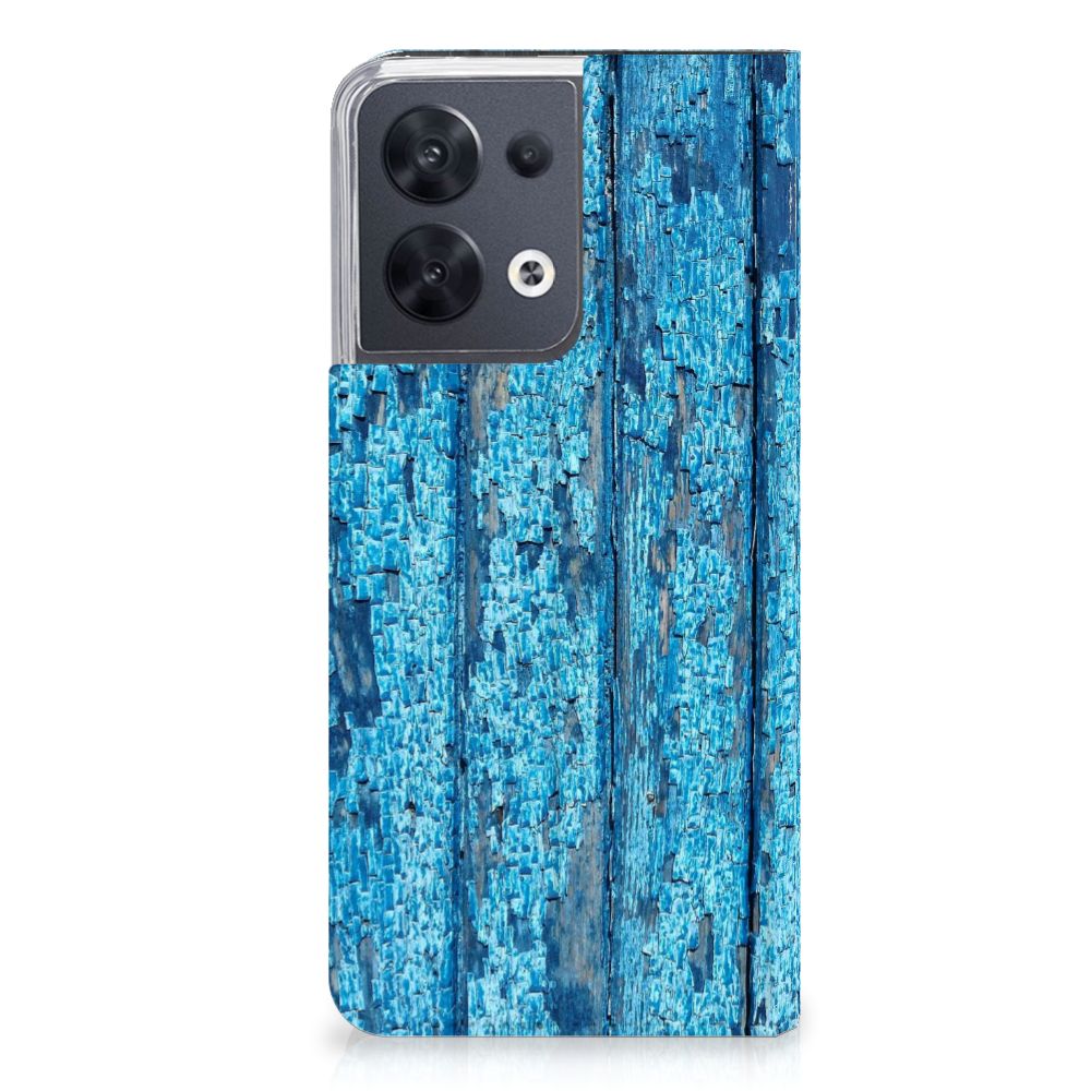 OPPO Reno8 Book Wallet Case Wood Blue - B2C Telecom