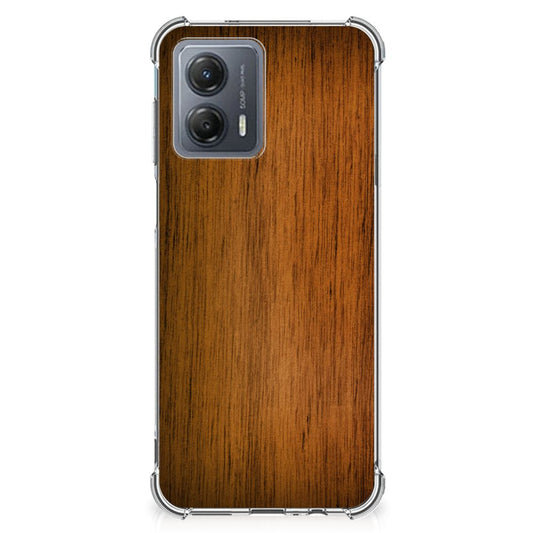 Motorola Moto G53 Stevig Telefoonhoesje Donker Hout