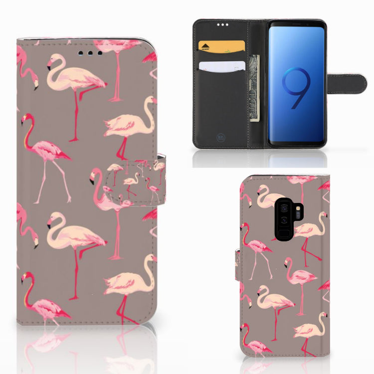 Samsung Galaxy S9 Plus Telefoonhoesje met Pasjes Flamingo