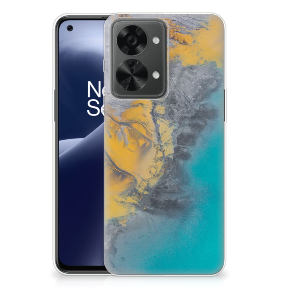OnePlus Nord 2T TPU Siliconen Hoesje Marble Blue Gold B2C Telecom