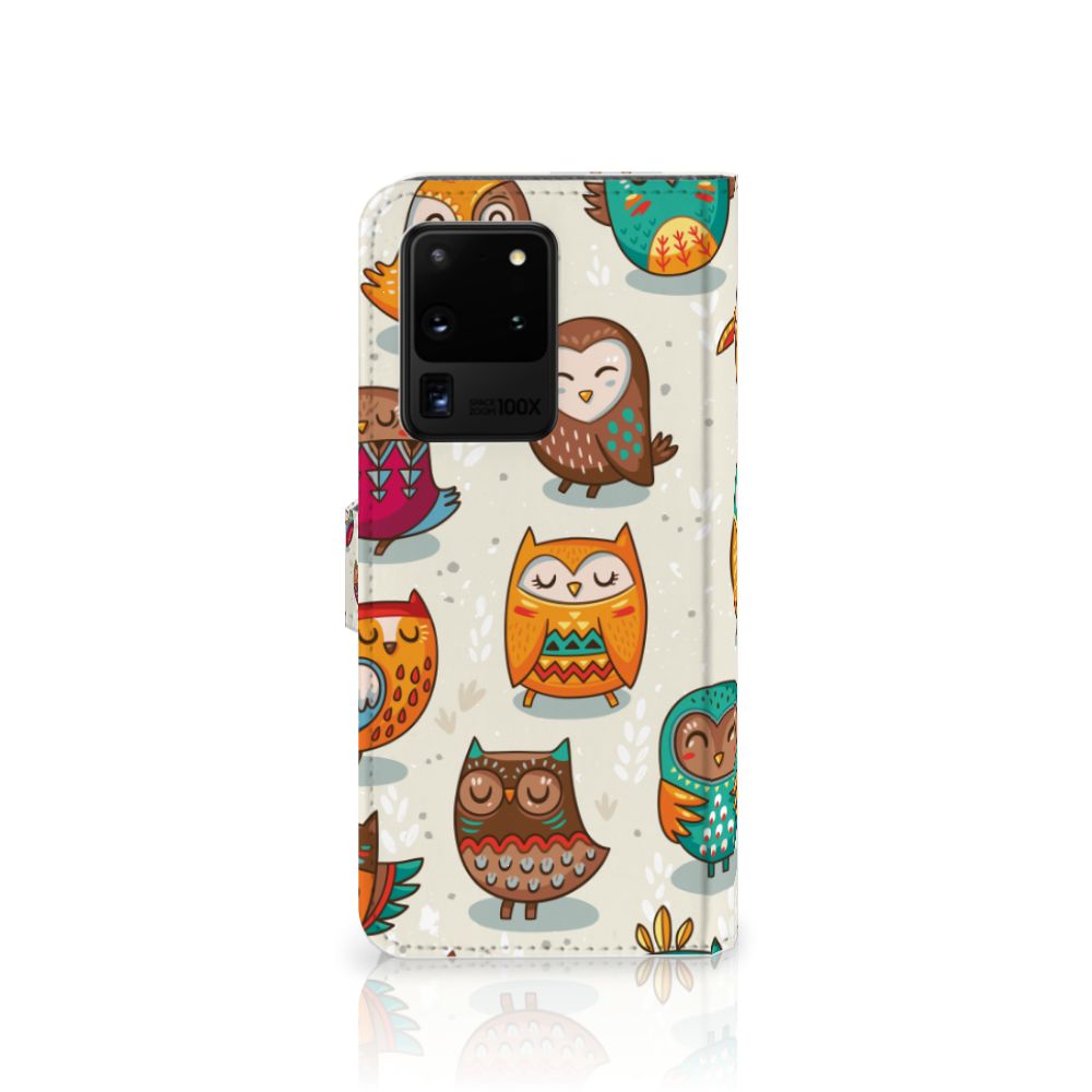 Samsung Galaxy S20 Ultra Telefoonhoesje met Pasjes Vrolijke Uilen