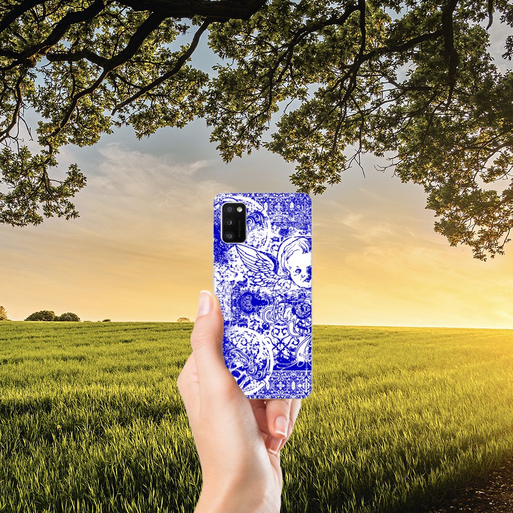 Silicone Back Case Samsung Galaxy A41 Angel Skull Blauw B2C Telecom
