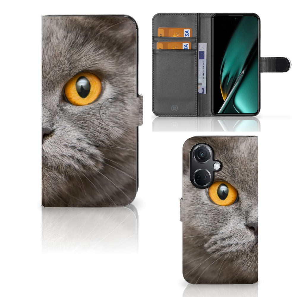 Telefoonhoesje met Pasjes OnePlus Nord CE 3 Britse Korthaar met afbeelding van een Britse Korthaar kat.