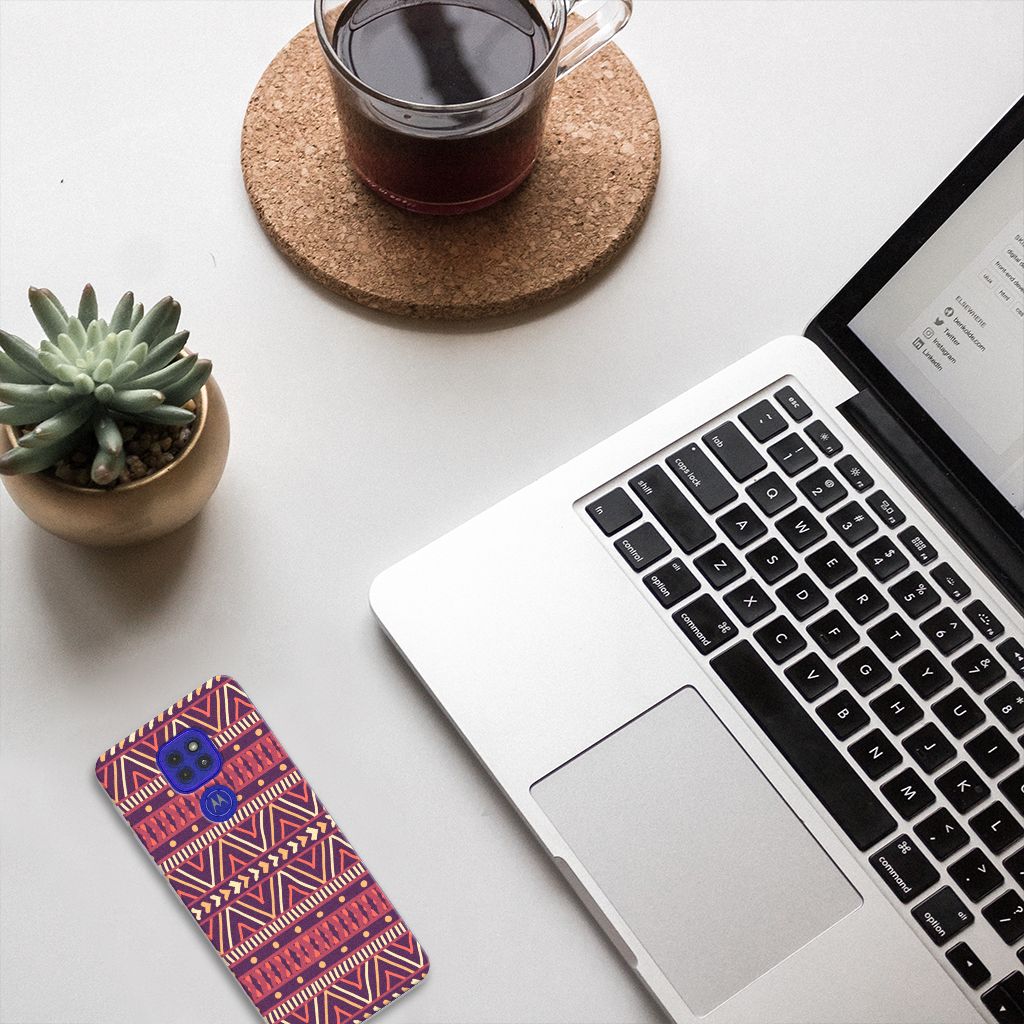 Motorola Moto G9 Play | E7 Plus TPU bumper Aztec Paars B2C Telecom