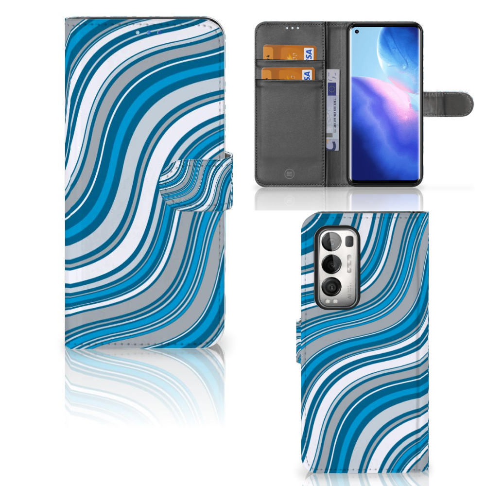 OPPO Find X3 Neo 5G Telefoon Hoesje Waves Blue