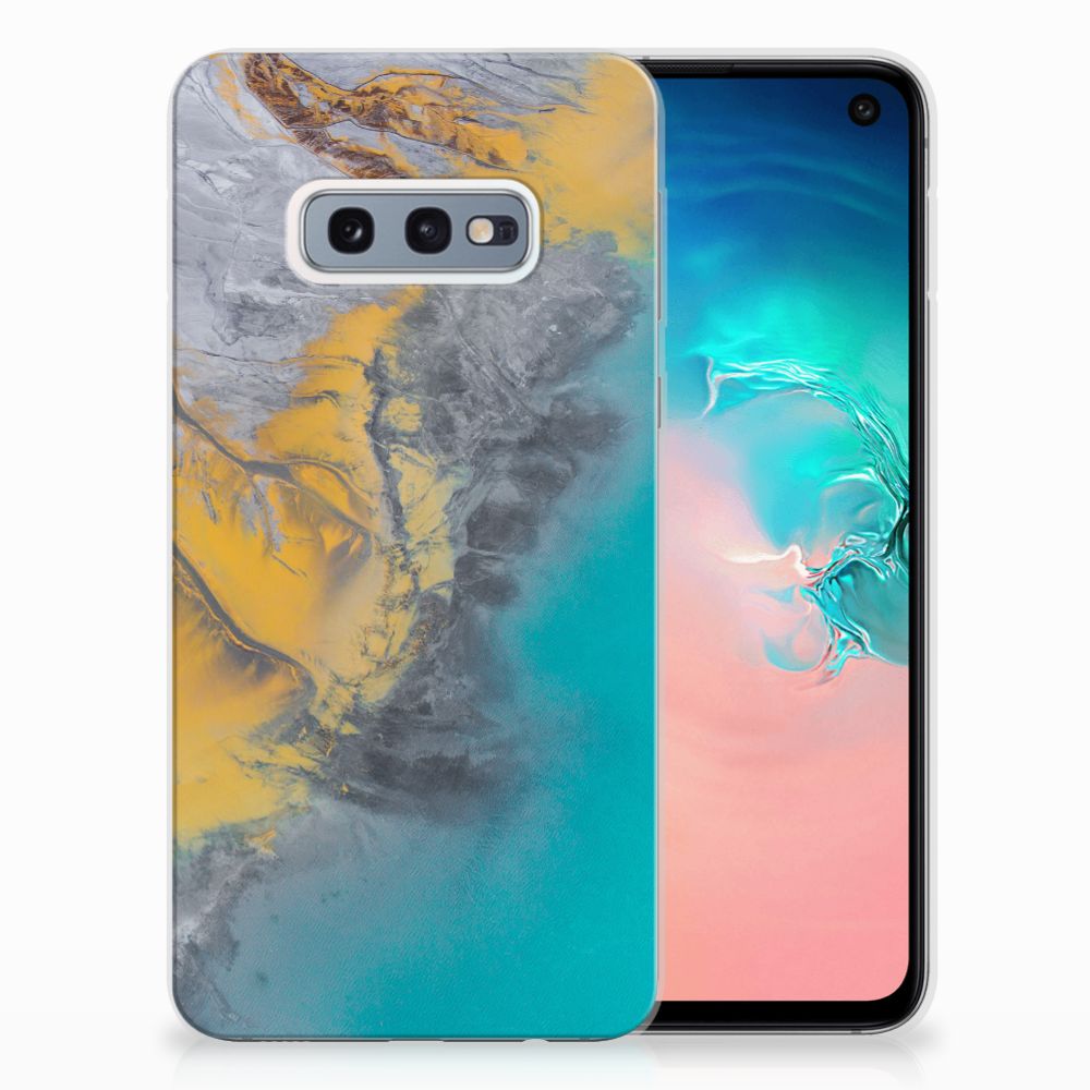 Samsung Galaxy S10e TPU Siliconen Hoesje Marble Blue Gold