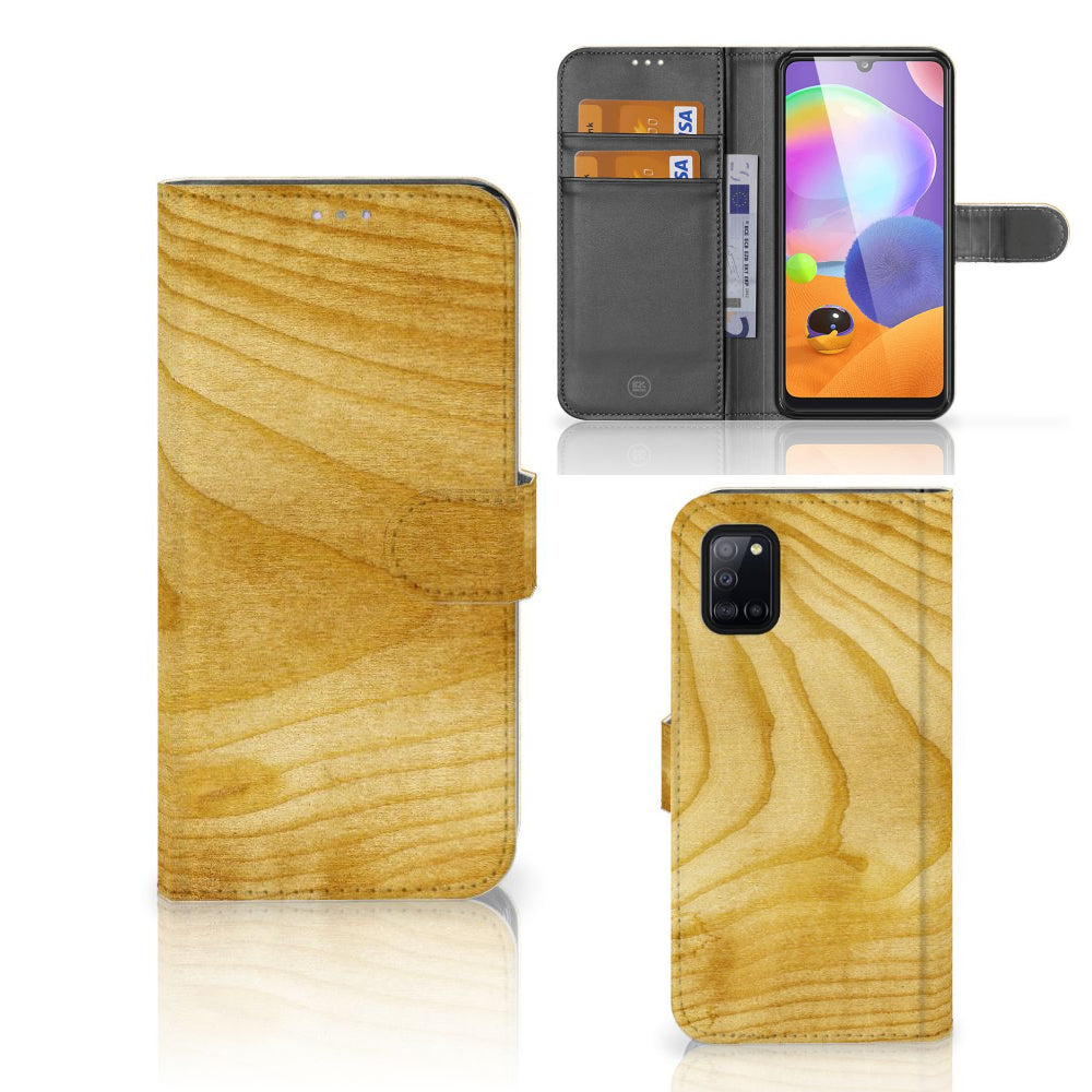 Samsung Galaxy A31 Book Style Case Licht Hout