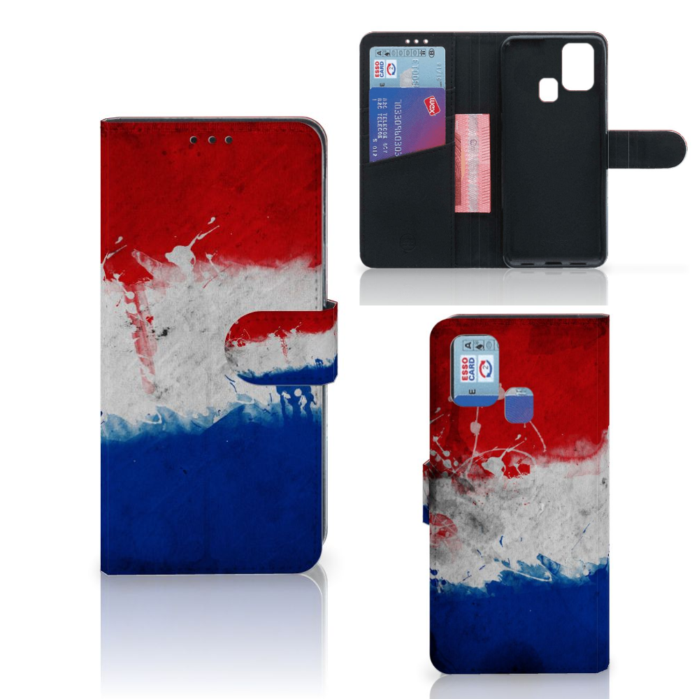 Samsung Galaxy M31 Bookstyle Case Nederland met artistiek design van de Nederlandse vlag.