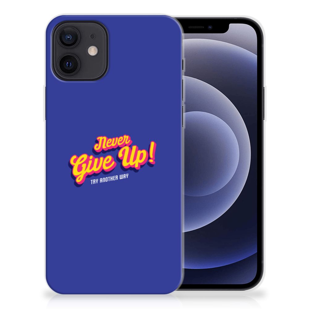 iPhone 12 | 12 Pro (6.1") Siliconen hoesje met naam Never Give Up