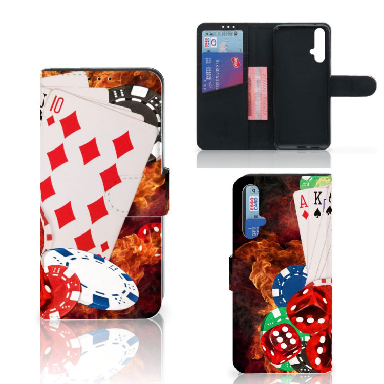 Honor 20 Wallet Case met Pasjes Casino