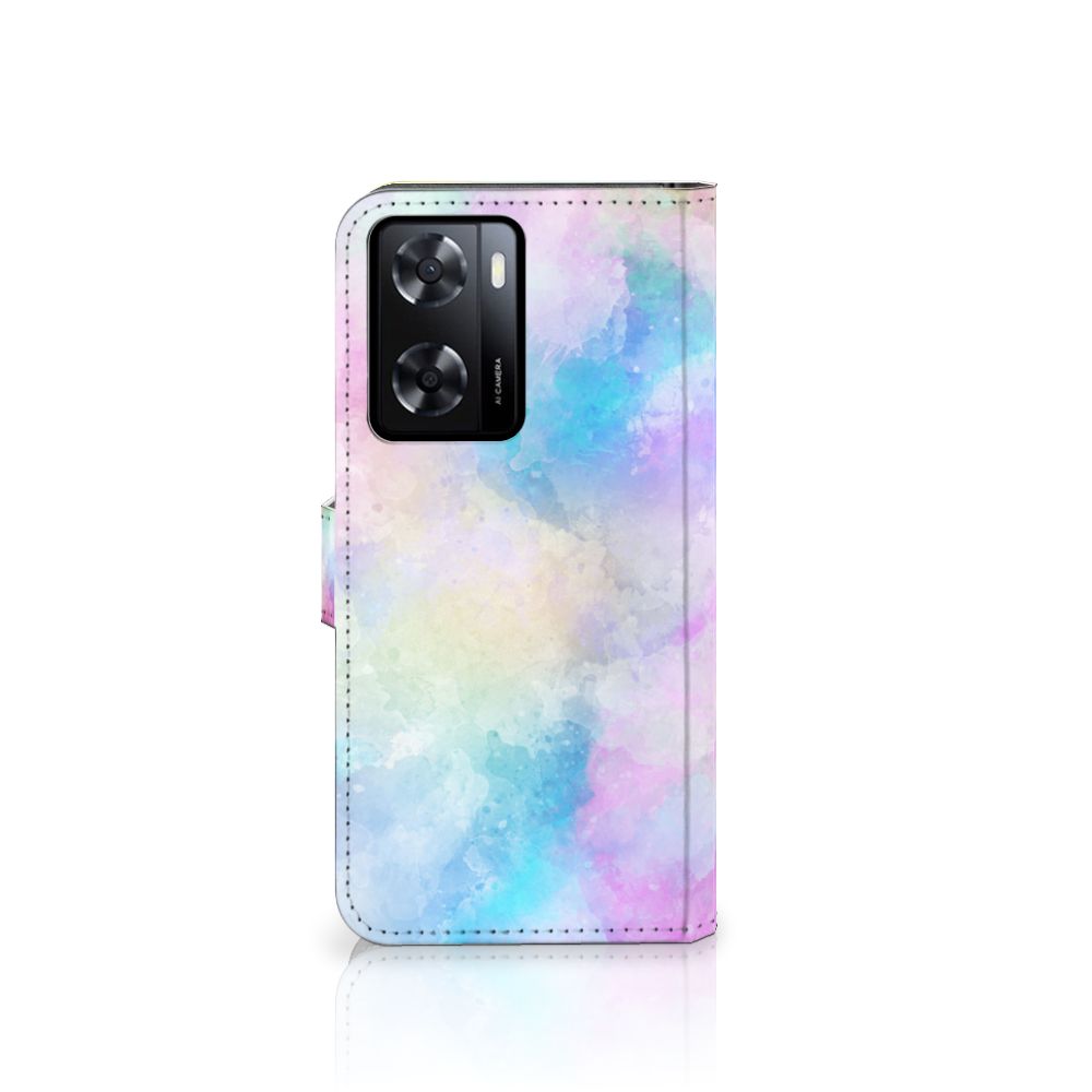 Hoesje PPO A57 | A57s | A77 4G Watercolor Light met pastelkleuren en unieke watercolorprint.