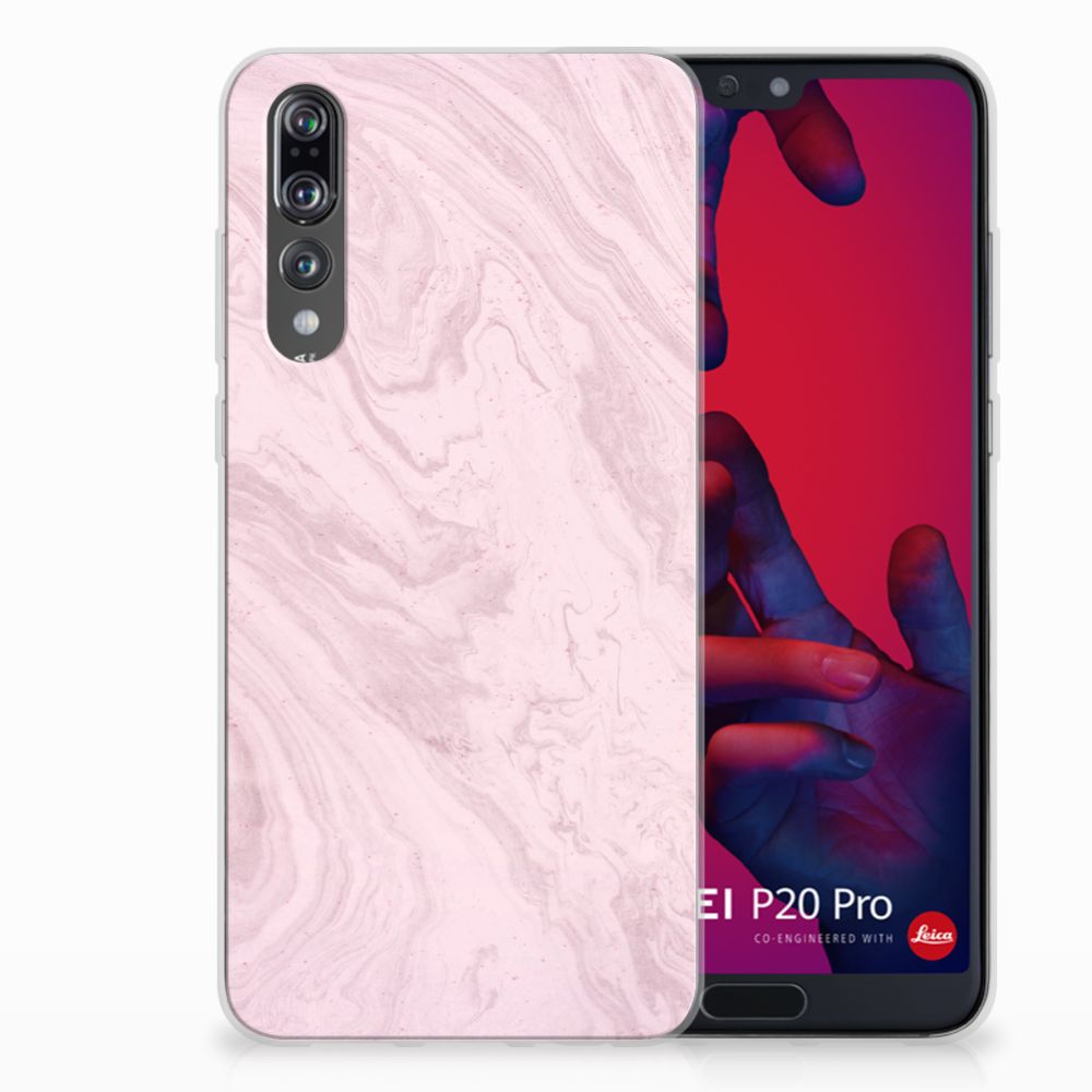 Huawei P20 Pro TPU Siliconen Hoesje Marble Pink - Origineel Cadeau Vriendin