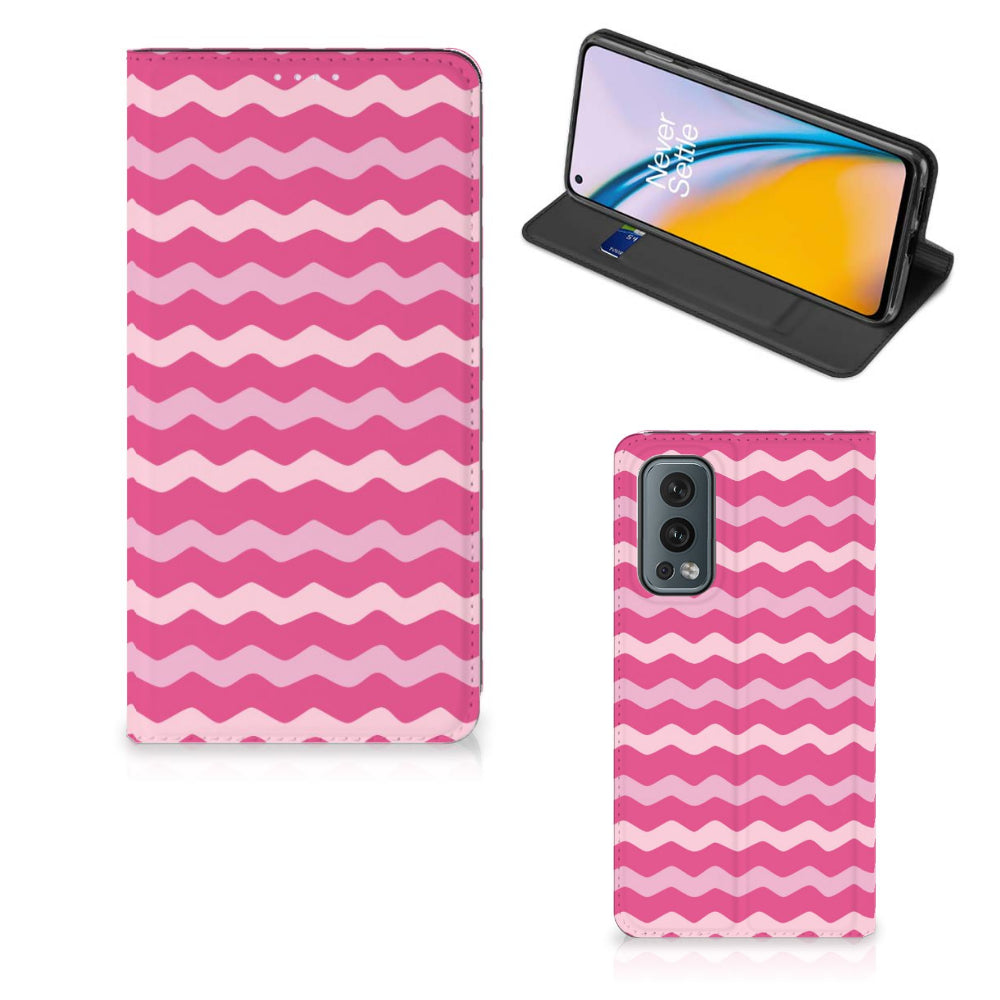 OnePlus Nord 2 5G Hoesje met Magneet Waves Pink
