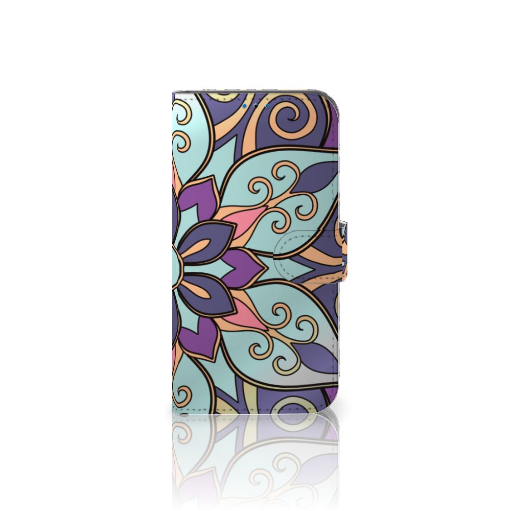 iPhone 14 Pro Hoesje Purple Flower met kleurige bloemen en barokdesign 🌺