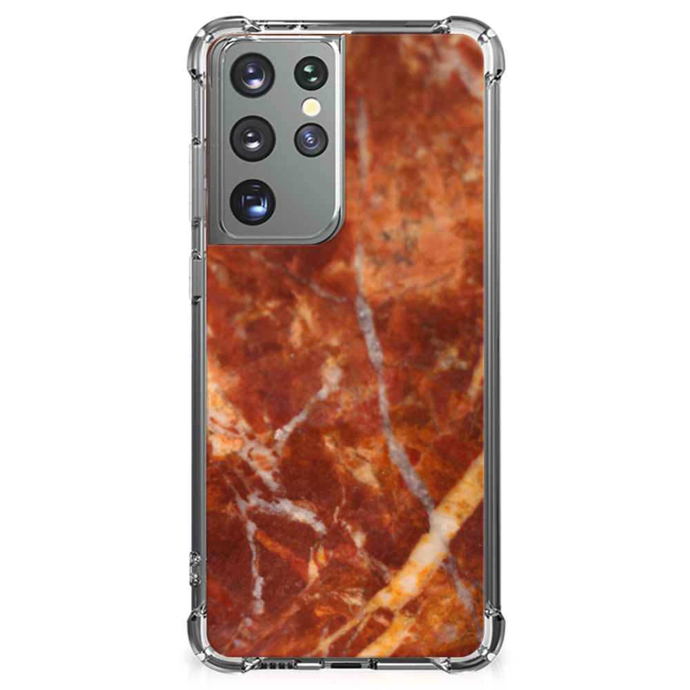 Samsung Galaxy S21 Ultra Anti-Shock Hoesje Marmer Bruin B2C Telecom