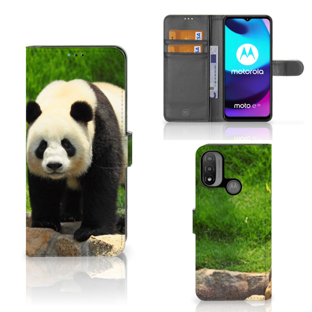 Motorola Moto E20 | E30 | E40 Telefoonhoesje met Pasjes Panda