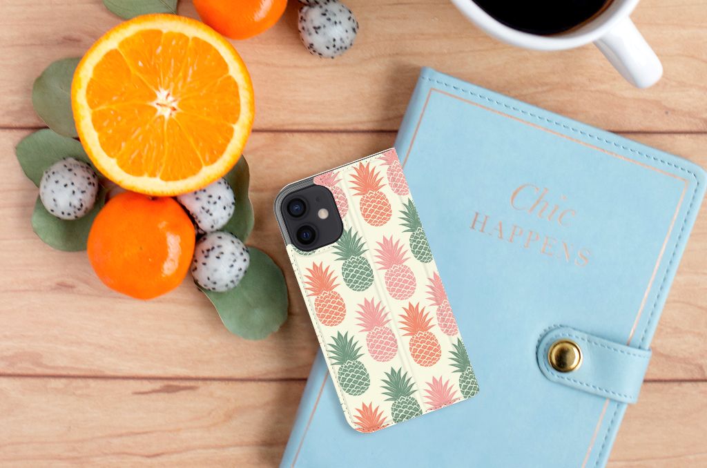 iPhone 12 Mini Flip Style Cover Ananas - B2C Telecom