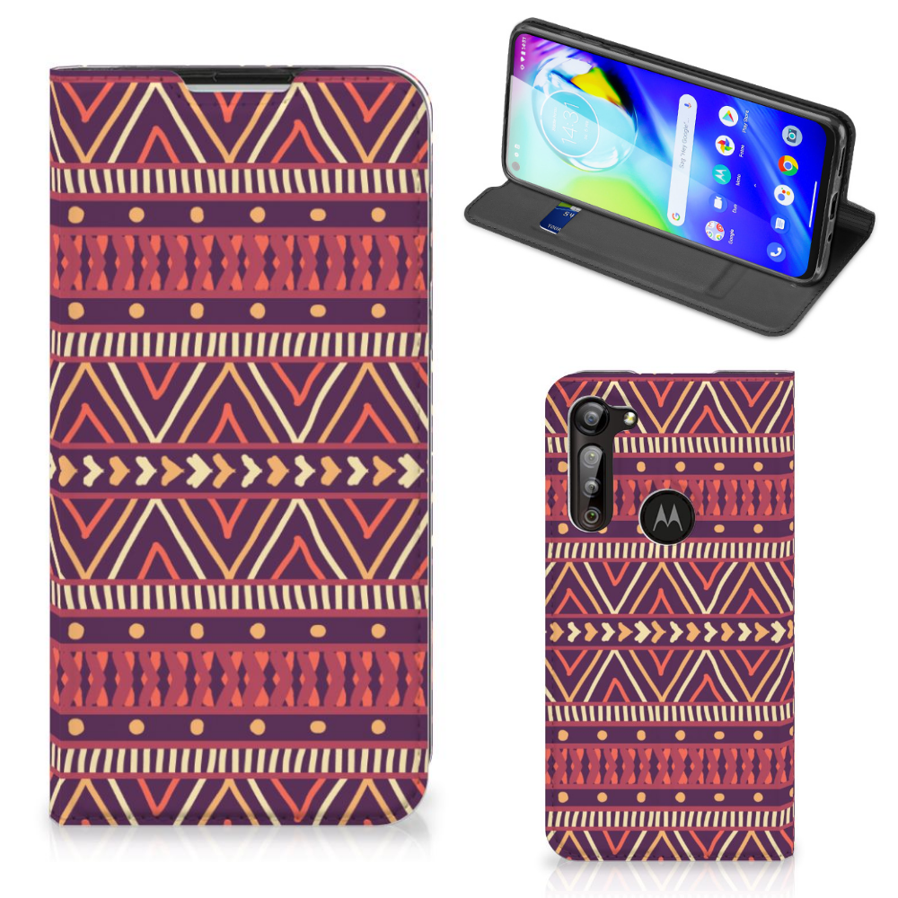 Motorola Moto G8 Power Hoesje met Magneet Aztec Paars - B2C Telecom