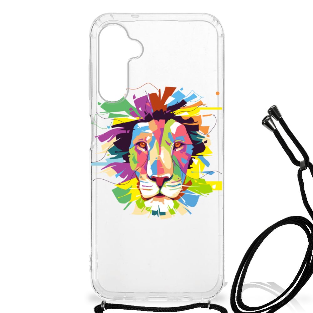 Samsung Galaxy A14 5G Stevig Bumper Hoesje Lion Color met kleurrijk leeuwendesign.