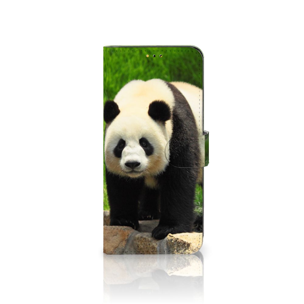 Samsung Galaxy A14 5G Telefoonhoesje met Pasjes Panda met afbeelding van een panda op de voorkant.