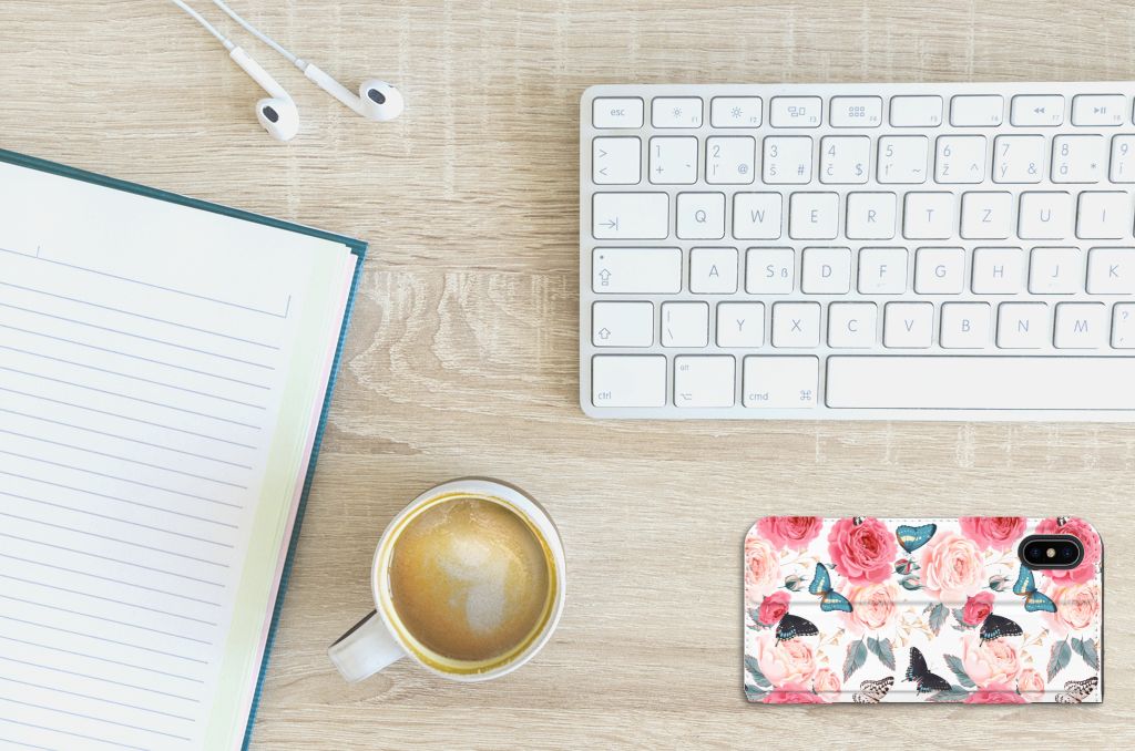 Apple iPhone X | Xs Smart Cover Butterfly Roses