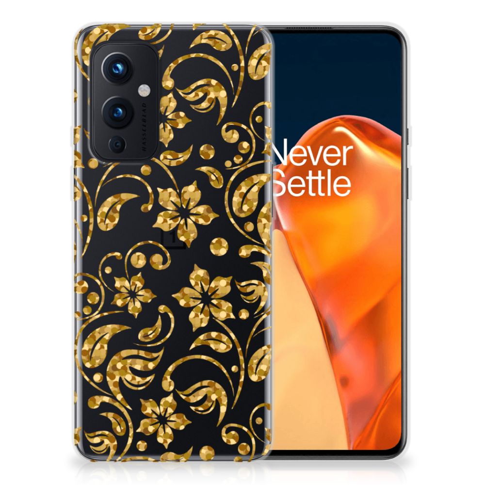 OnePlus 9 TPU Case Gouden Bloemen