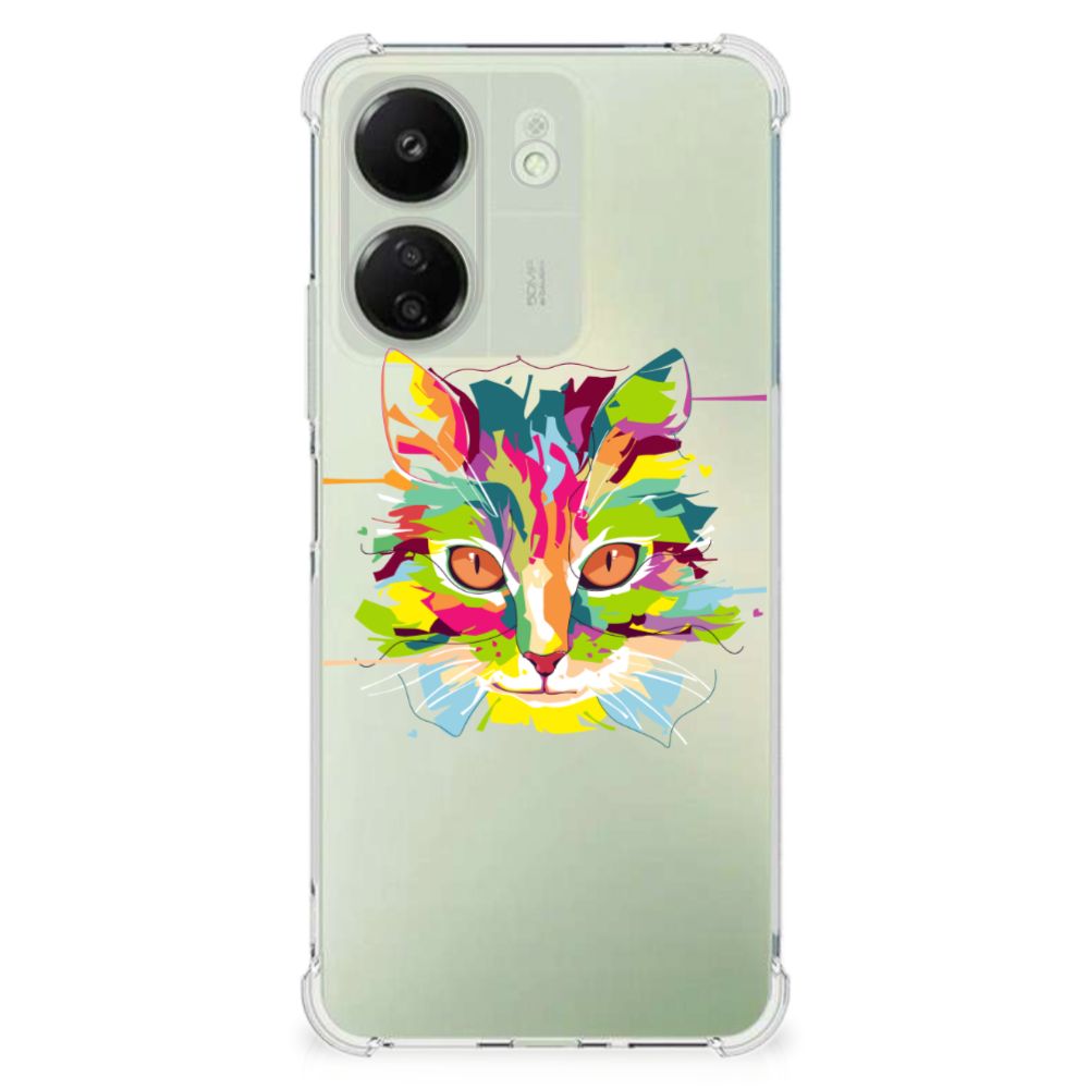 Xiaomi Redmi 13C 4G Stevig Bumper Hoesje Cat Color