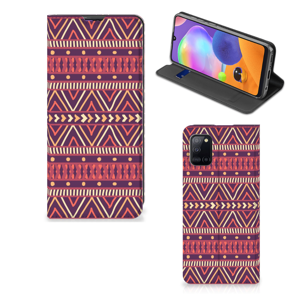 Samsung Galaxy A31 Hoesje met Magneet Aztec Paars - B2C Telecom