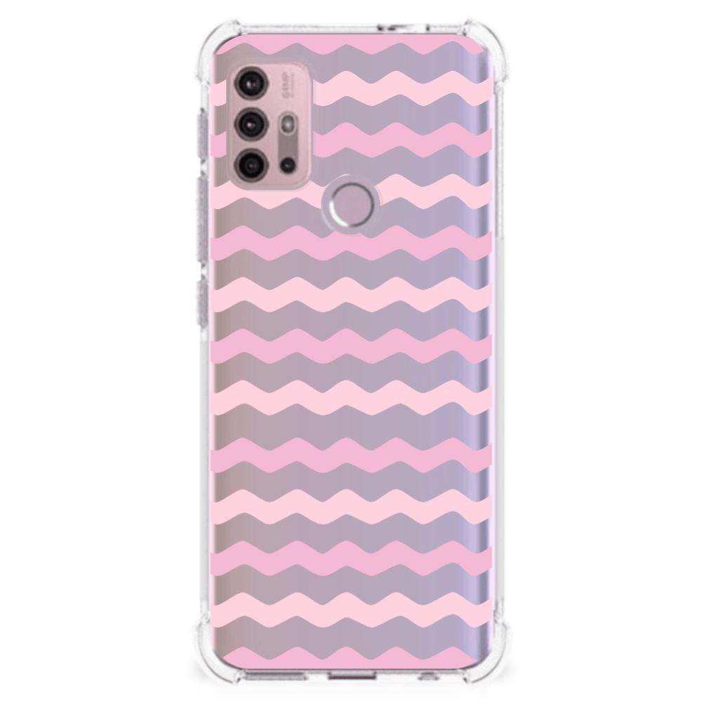 Motorola Moto G30 | G20 | G10 Doorzichtige Silicone Hoesje Waves Roze