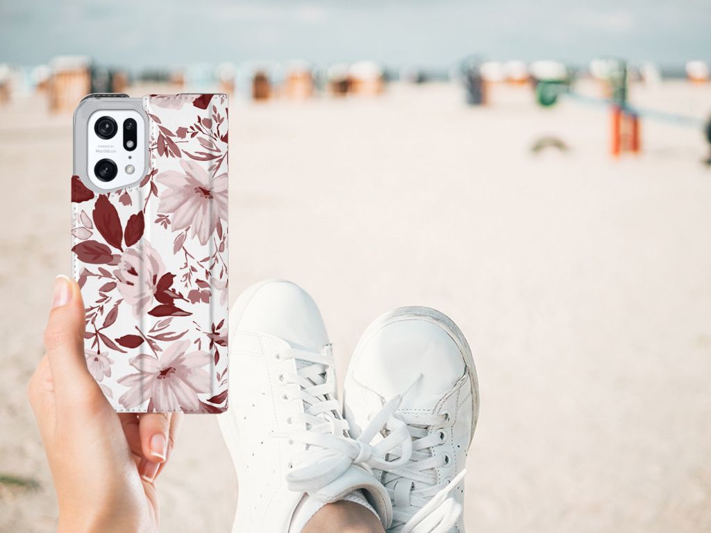 Bookcase OPPO Find X5 Pro Watercolor Flowers - B2C Telecom